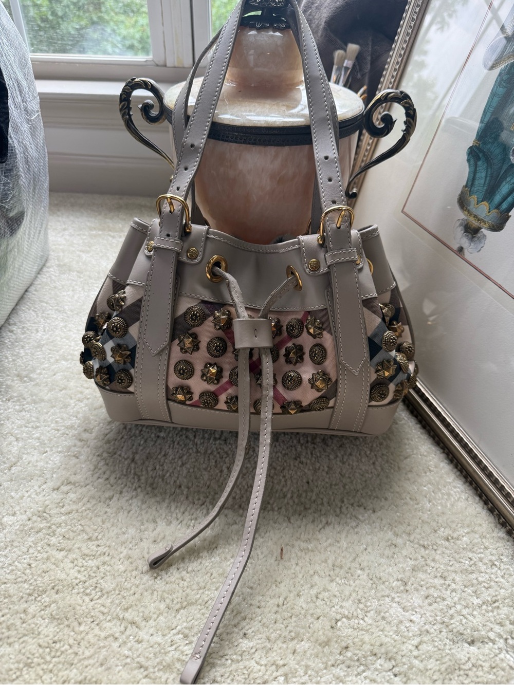 Burberry Nova Check Warrior Style Studded Bag - Picture 1 of 8